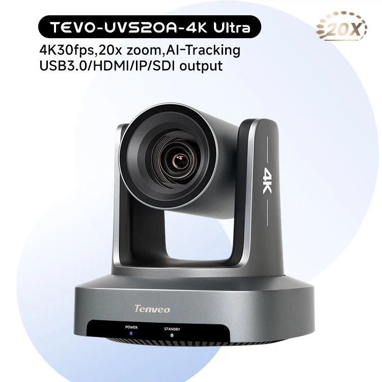 Tenveo 4K การติดตามอัตโนมัติ SDI USB IP 20X PTZ Conference Camera