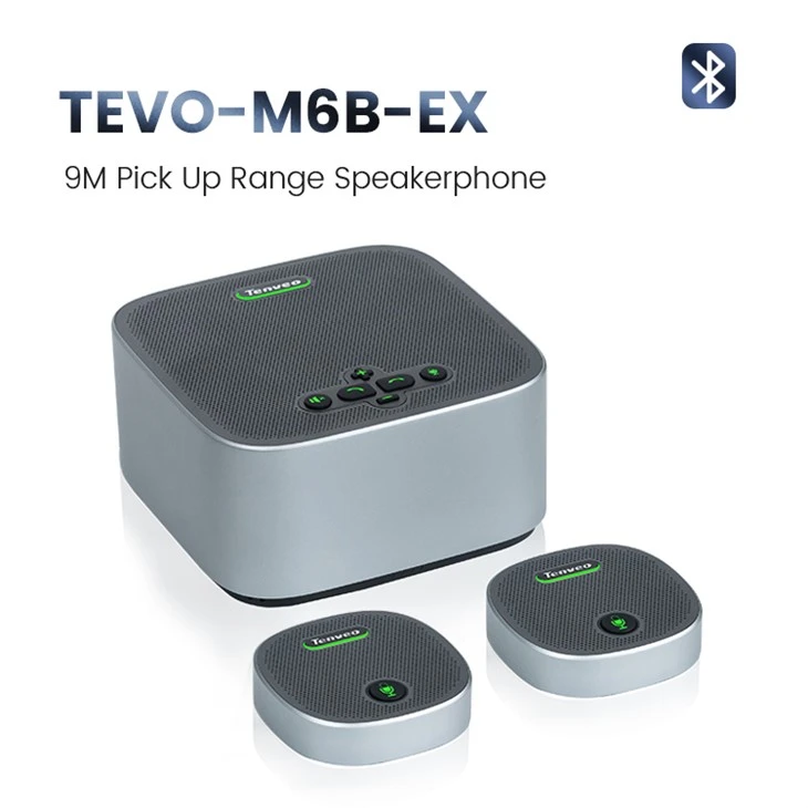 ไมโครโฟนประชุมไร้สาย สปีกเกอร์โฟน Bluetooth พร้อมไมโครโฟนขยาย 2 ตัว